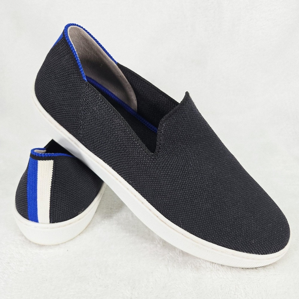 Rothy's Shoes Womens 7.5 38 Blue Knit Slip On Flats‎ Casual Stripe Heel Comfort